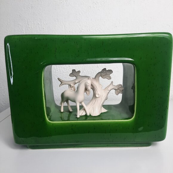 Vintage MCM Howard Pierce California USA Pottery Vase Bisque Horse Center #P-500 - Picture 8 of 13